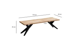 Spisestuebenk Wohnling massivt tre moderne loftstil med metallben 175 cm