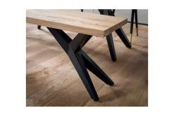 Spisestuebenk Wohnling massivt tre moderne loftstil med metallben 175 cm