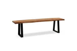 Spisestuebenk Wohnling Massivt tre med metallben trekant landlig stil Svart, Rett, 180 cm