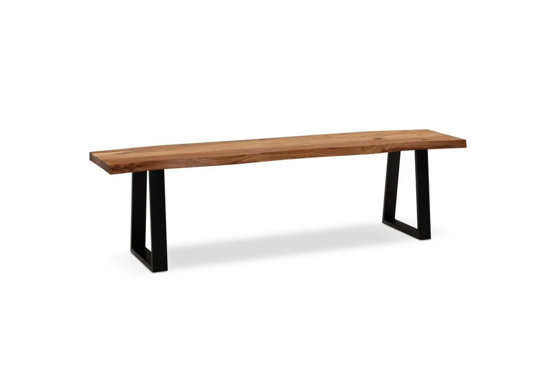 Spisestuebenk Wohnling Massivt tre med metallben trekant landlig stil Svart, Rett, 180 cm