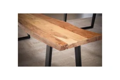 Spisestuebenk Wohnling Massivt tre med metallben trekant landlig stil Svart, Rett, 180 cm