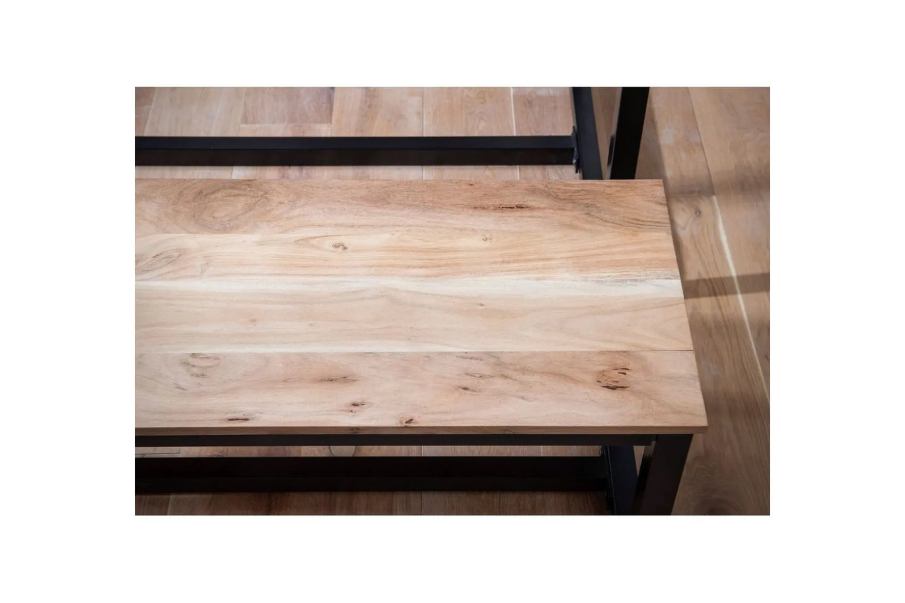 Spisestuebenk Wohnling massivt tre industriell loft stil med metallbein 120 cm