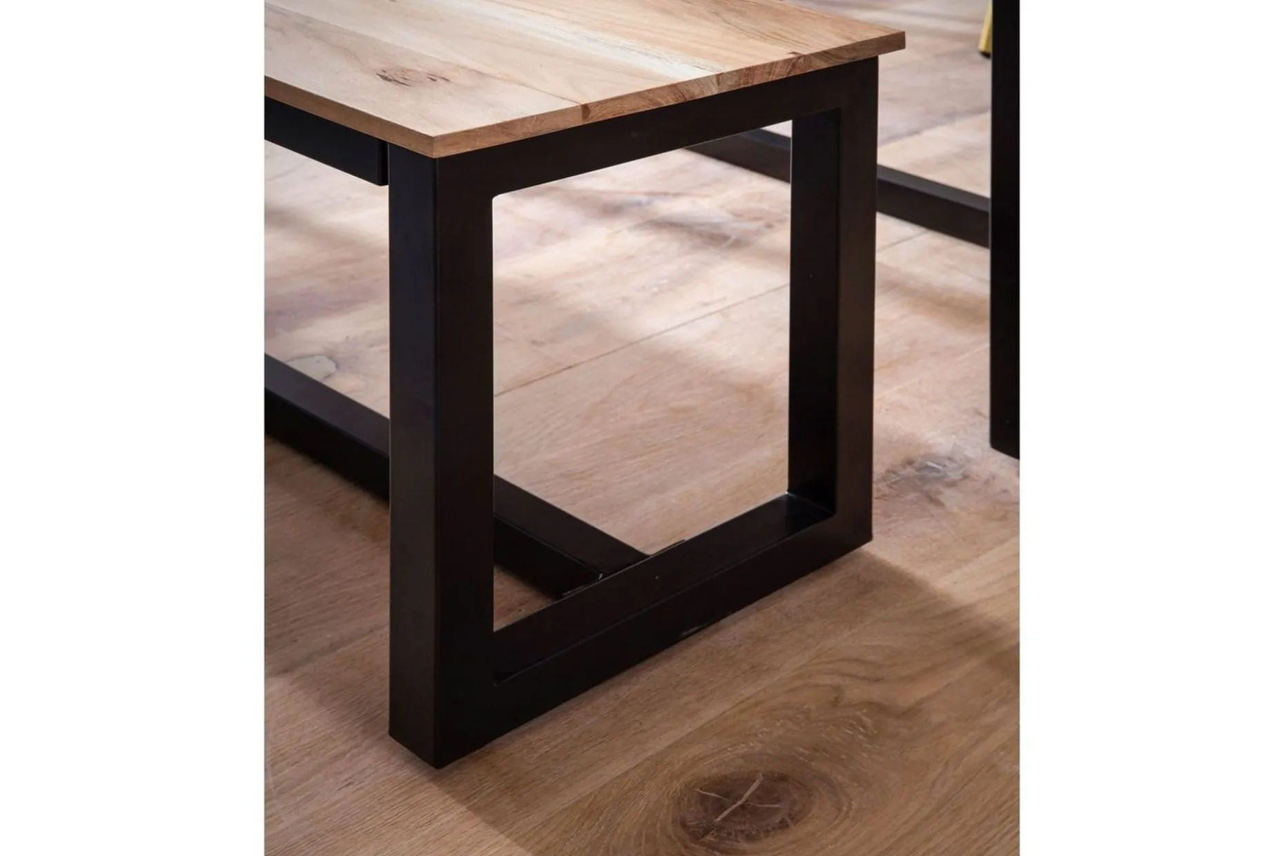 Spisestuebenk Wohnling massivt tre industriell loft stil med metallbein 120 cm