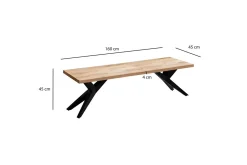 Spisestuebenk Wohnling massivt tre moderne loftstil med metallben 160 cm