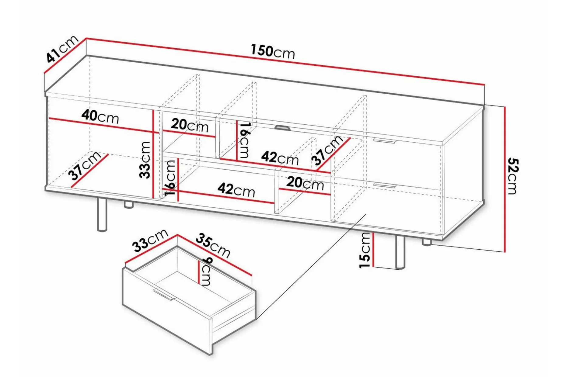 Staffin TV-benk 150 cm