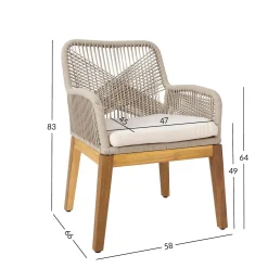 Stol HOME4YOU Florida 58x66x83 cm Akasie, beige