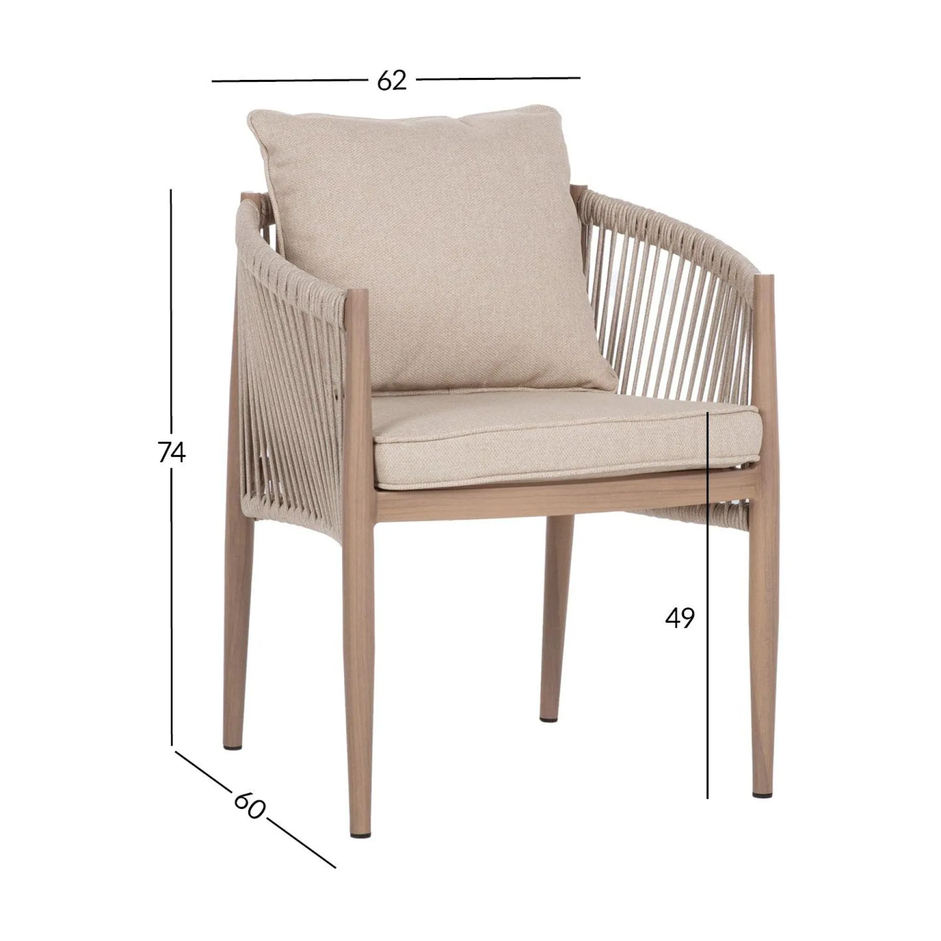 Stol HOME4YOU Medina 62x60x74 cm beige