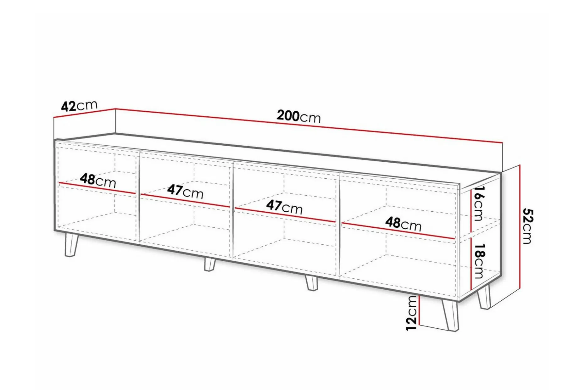 Strontian Tv-skåp 200 cm Scandinavian Choice White