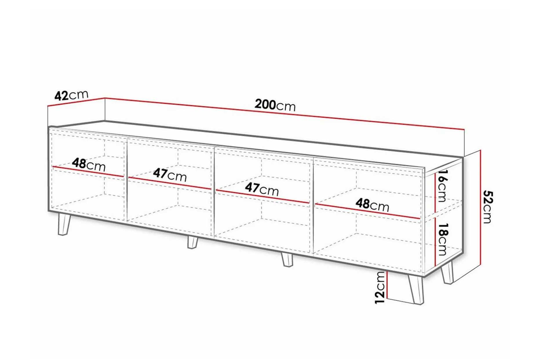 Strontian Tv-skåp 200 cm Scandinavian Choice Black