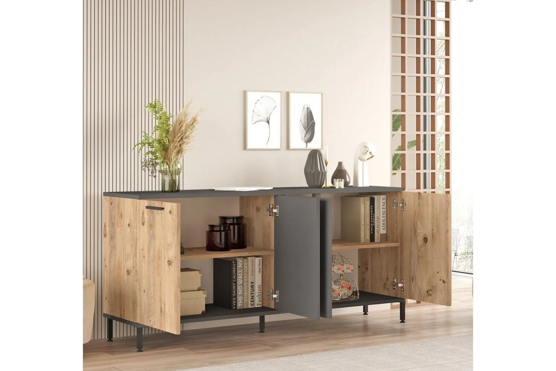 Stuemøbelsett Zephral Atlantic Pine / Antrasitt