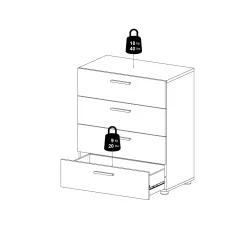 Suntia Kommode med 4 skuffer 70x40x82 cm