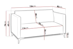 Szafir 2-seter Sofa 82x136 cm