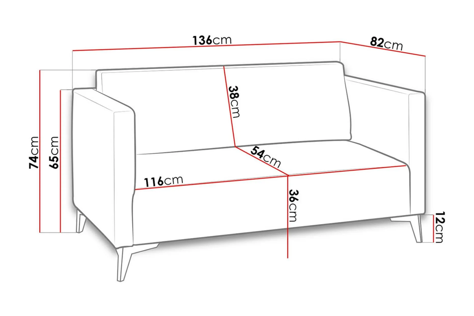 Szafir 2-seter Sofa 82x136 cm