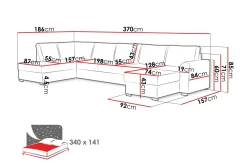 Taberk Sofa med Sjeselong og Divan 5-seter