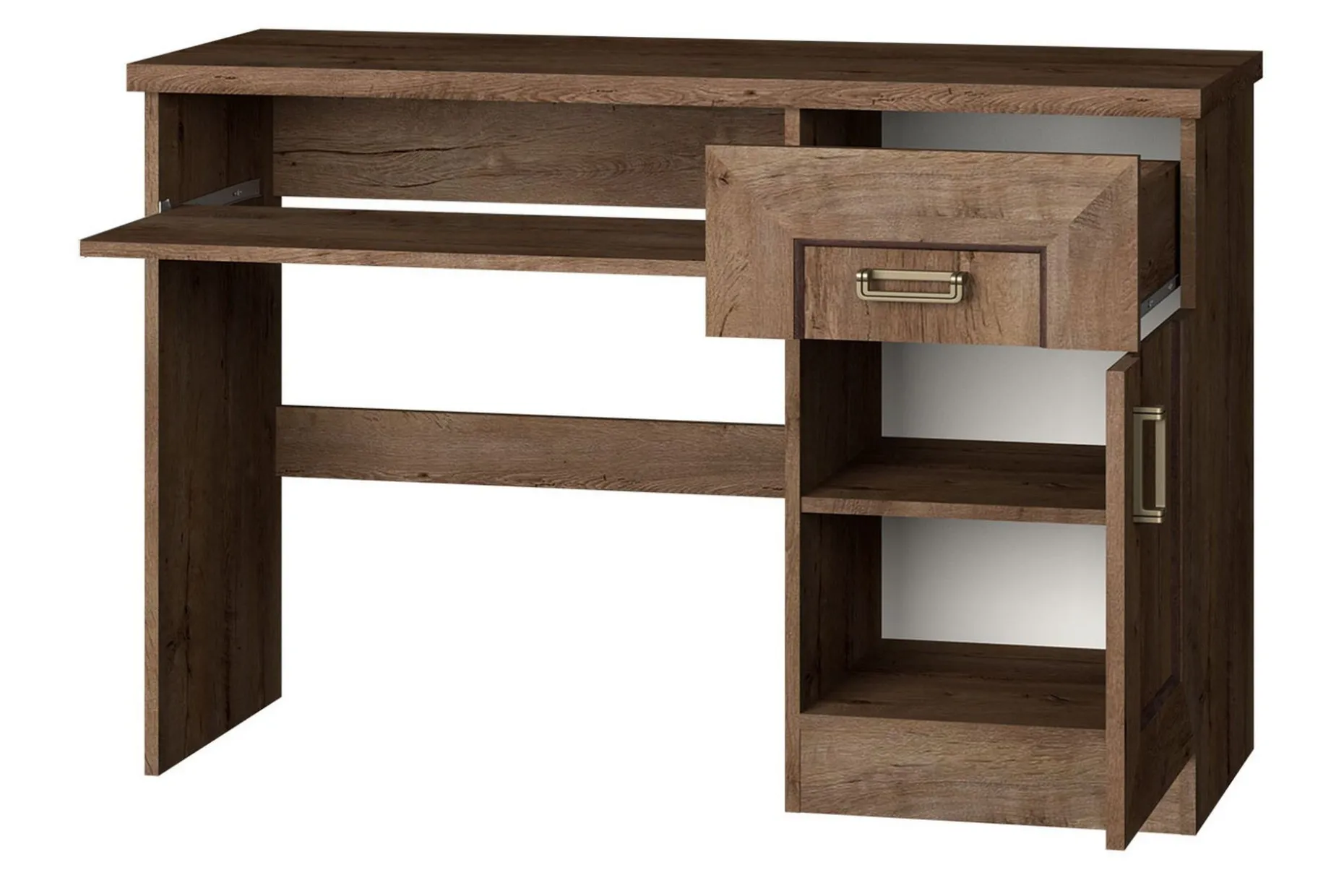 Tadeusz Skrivebord 118 cm med Oppbevaring Skuffer+Hylle+Skap