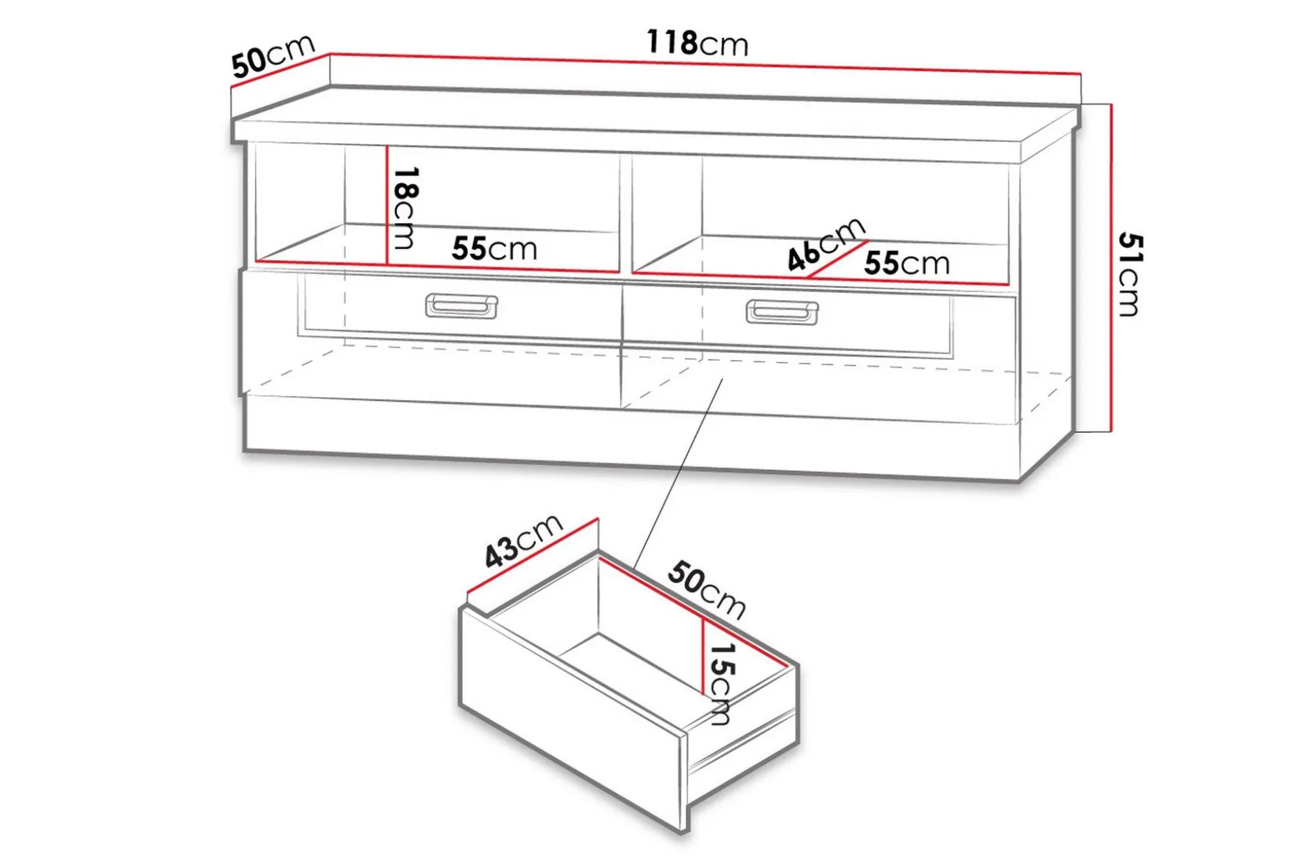 Tadeusz TV-benk 118x50x50 cm