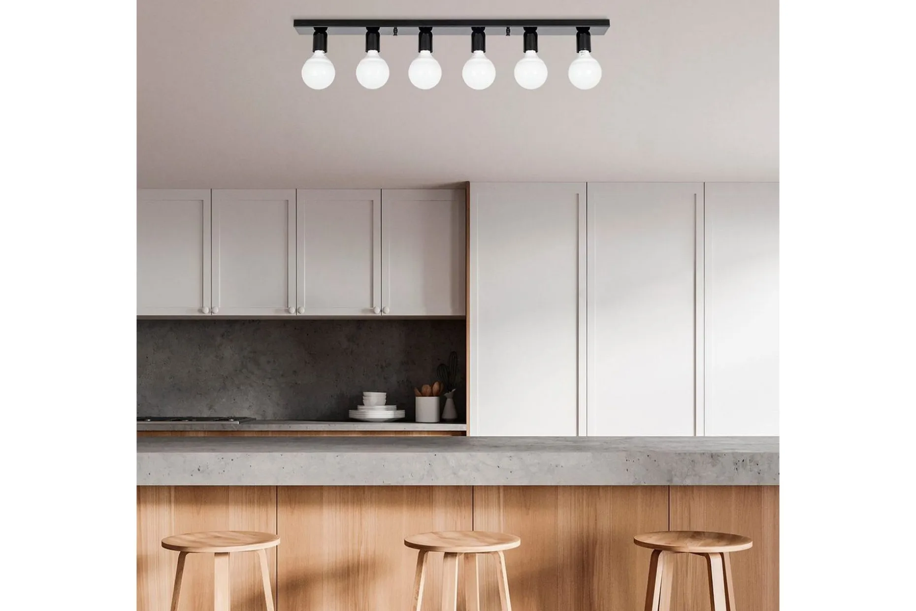 Taklampe Wostra Stor Svart / Hvit