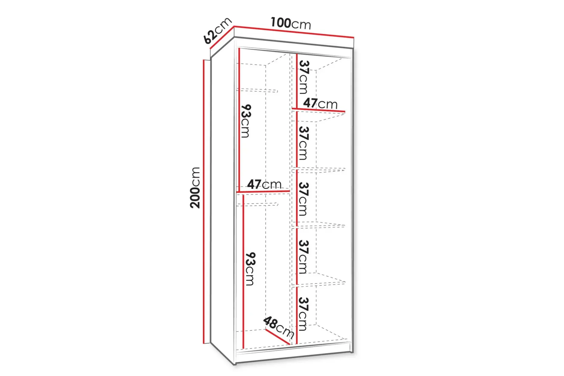 Tallmo Garderobe Med Speil 100x200 cm