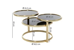 Tarwater Sofabord 58 cm med Oppbevaringshyller Rundt