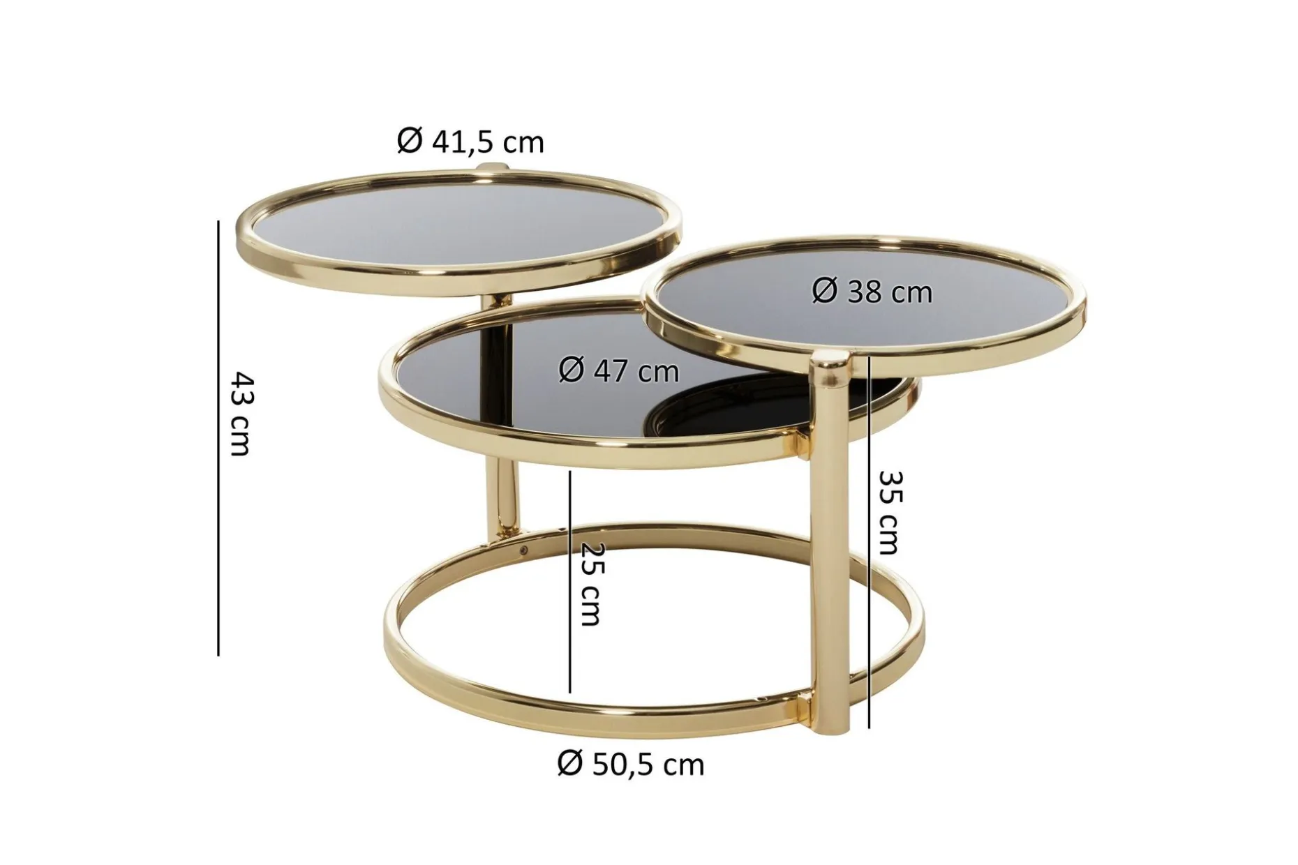 Tarwater Sofabord 58 cm med Oppbevaringshyller Rundt