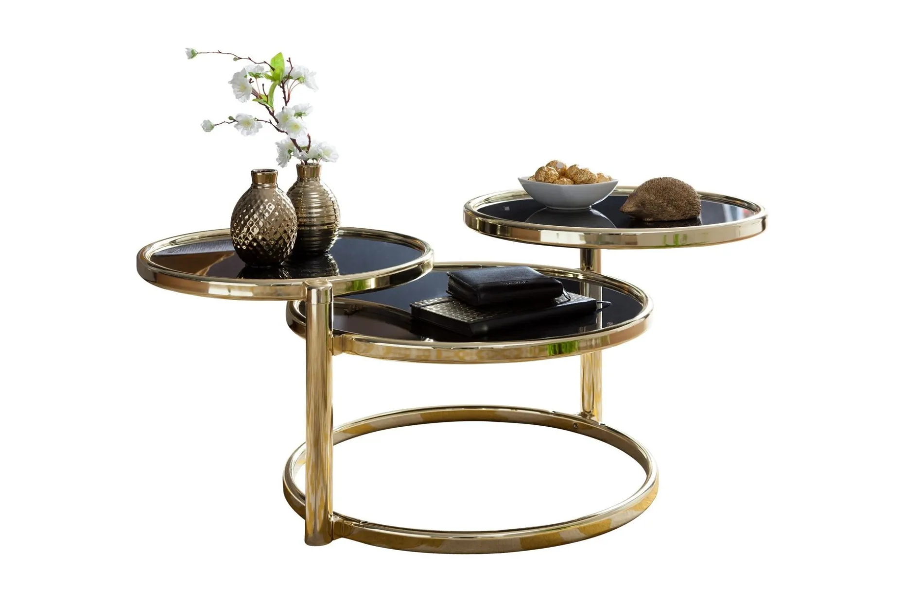 Tarwater Sofabord 58 cm med Oppbevaringshyller Rundt