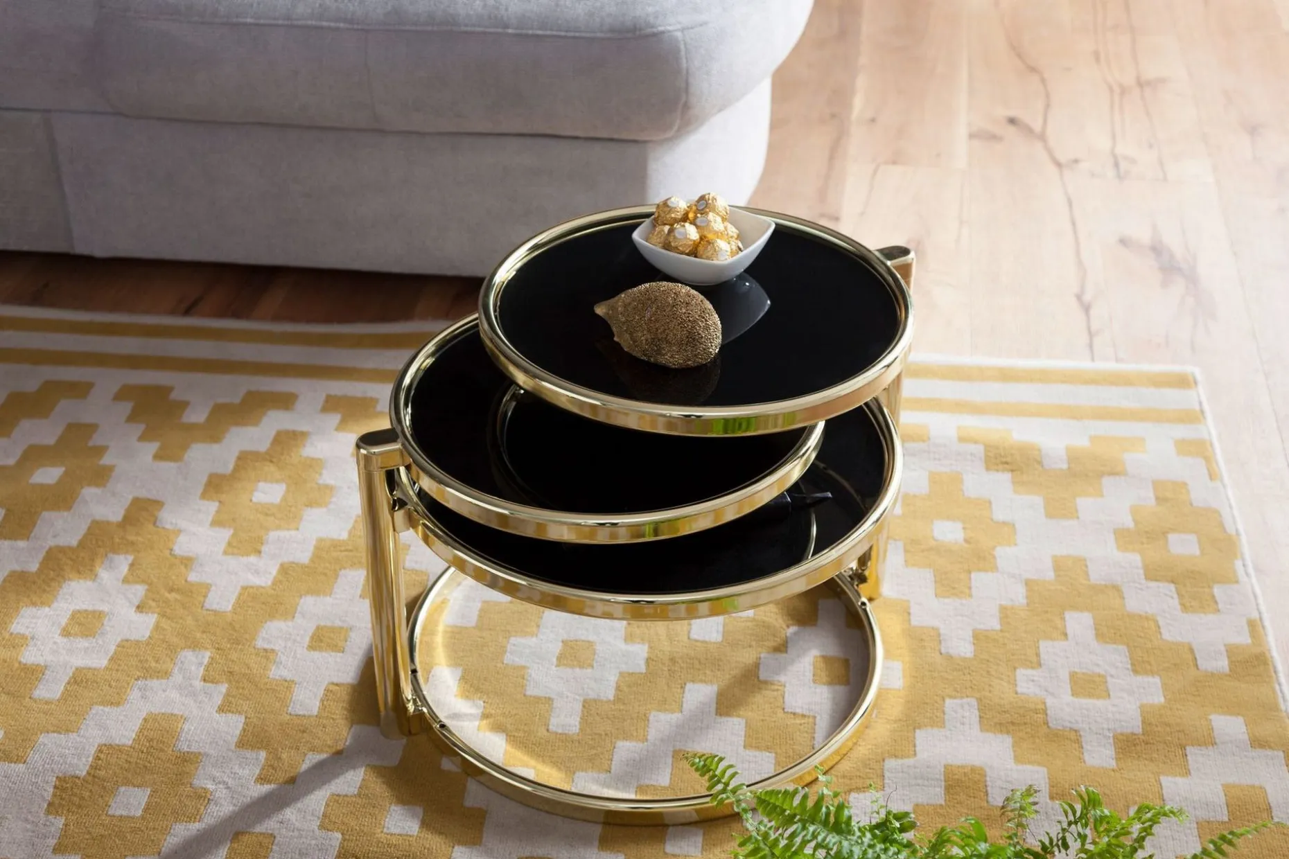 Tarwater Sofabord 58 cm med Oppbevaringshyller Rundt