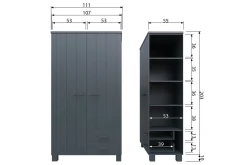 Tenney Garderobe med 2 Skuffer 111 cm
