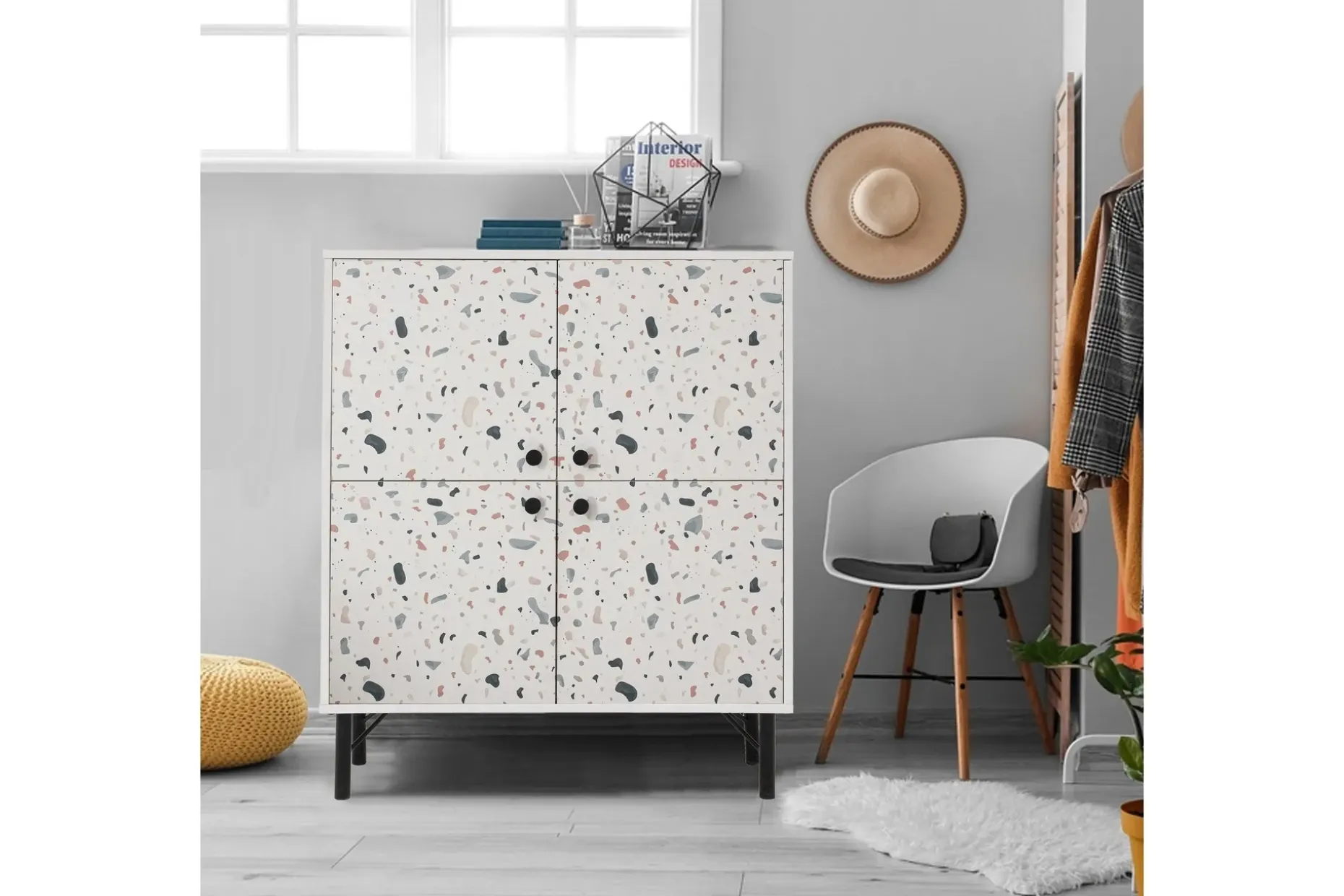 Terrazzo Highboard 95x111 cm Hvit