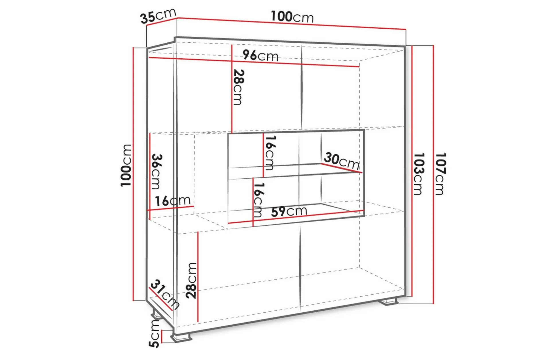Tessan Vitrineskap 100x107 cm