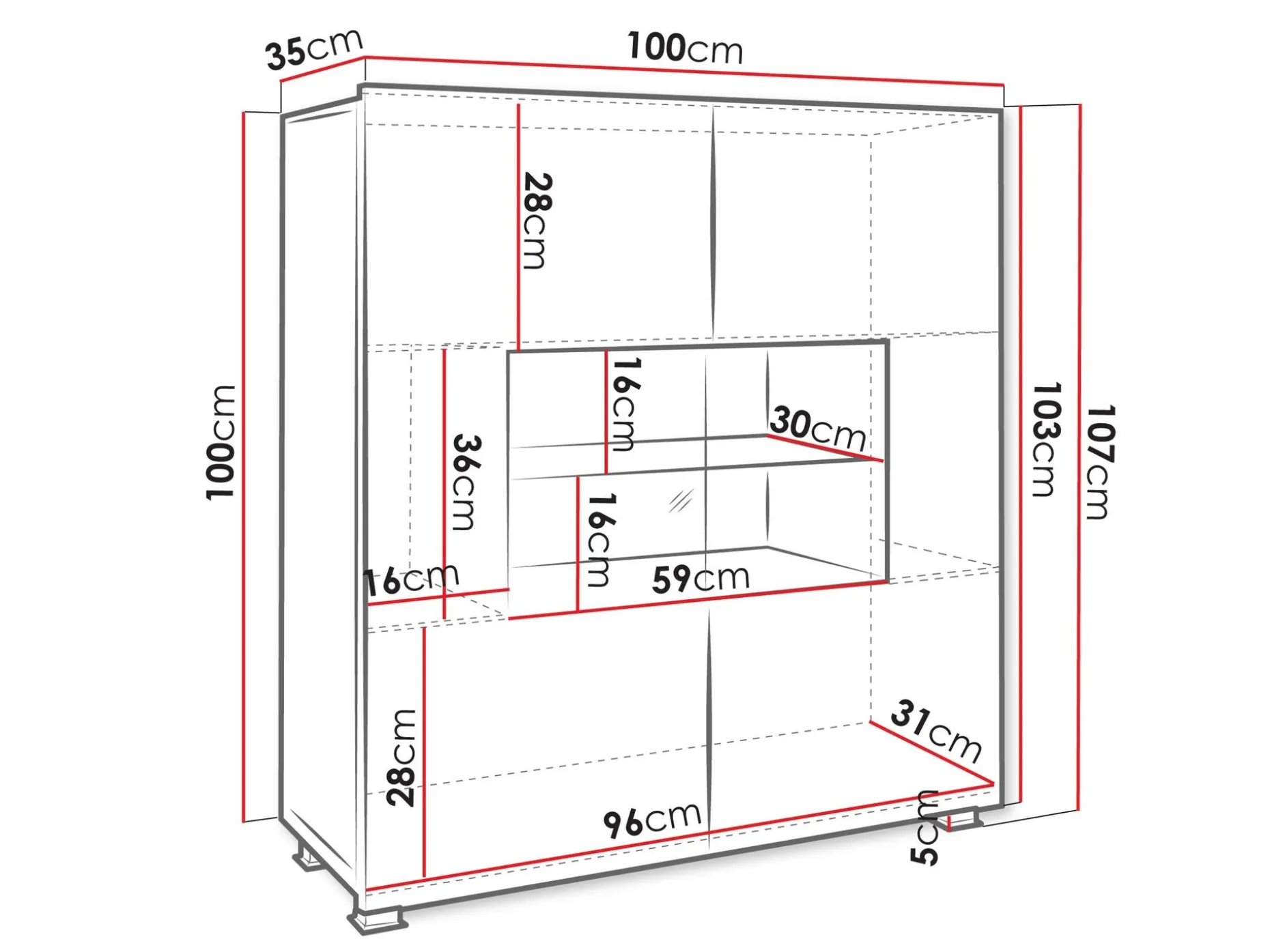 Tessan vitrineskap 100x107 cm
