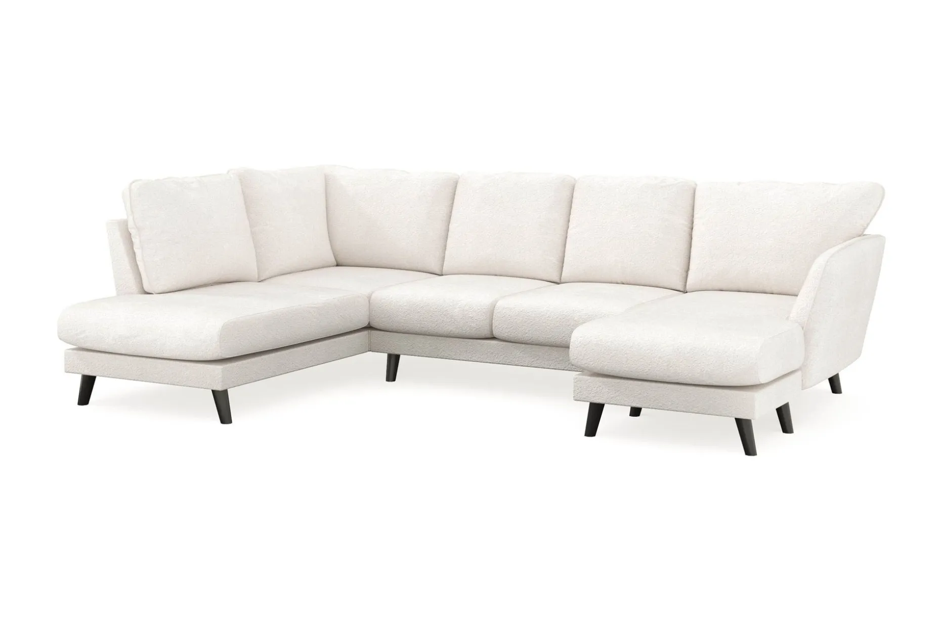Trend Lyx 4-seters Høyrevendt U-formet Sofa med Divan og Sjeselong i Bouclé