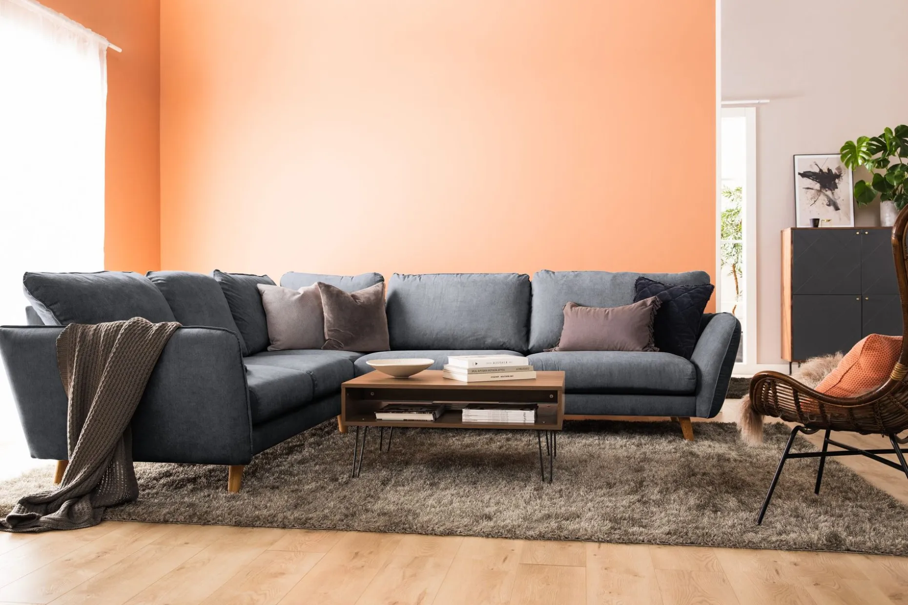 Trend Lyx 6-seters Vendbar L-formet Hjørnesofa i Stoff