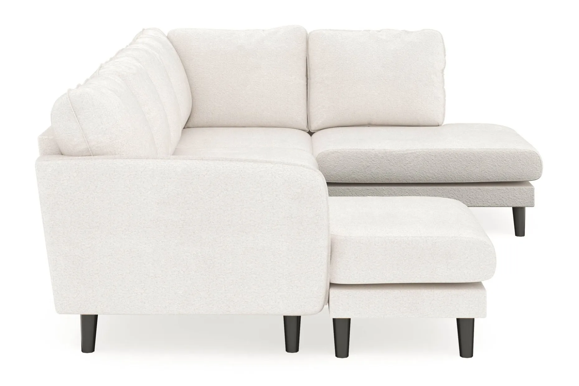 Trend Lyx 4-seters Venstrevendt U-formet Sofa med Divan og Sjeselong i Bouclé