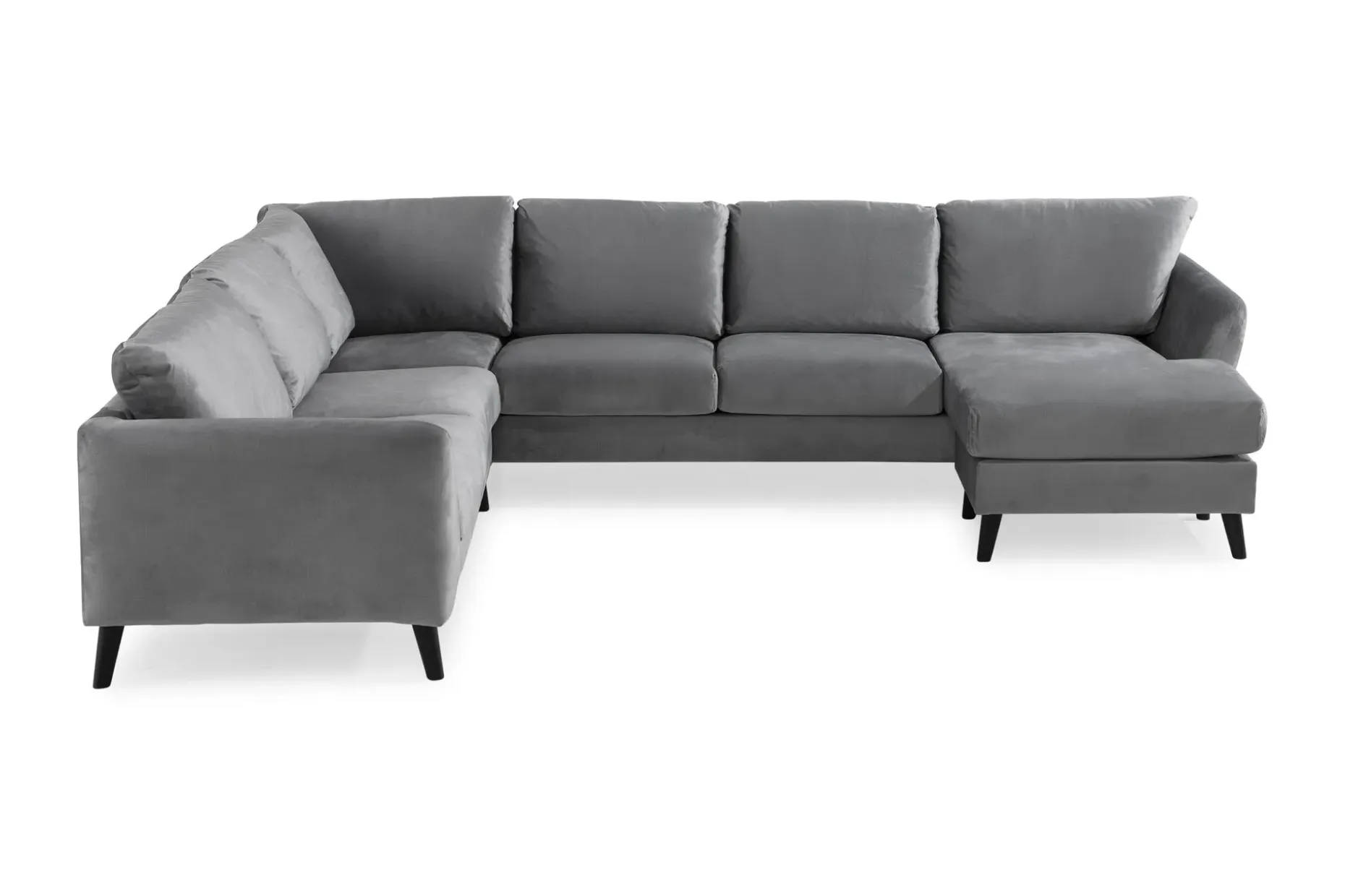 Trend 5-seters Høyrevendt L-formet Hjørnesofa med Divan i Fløyel