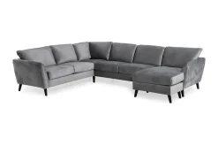 Trend 5-seters Høyrevendt L-formet Hjørnesofa med Divan i Fløyel