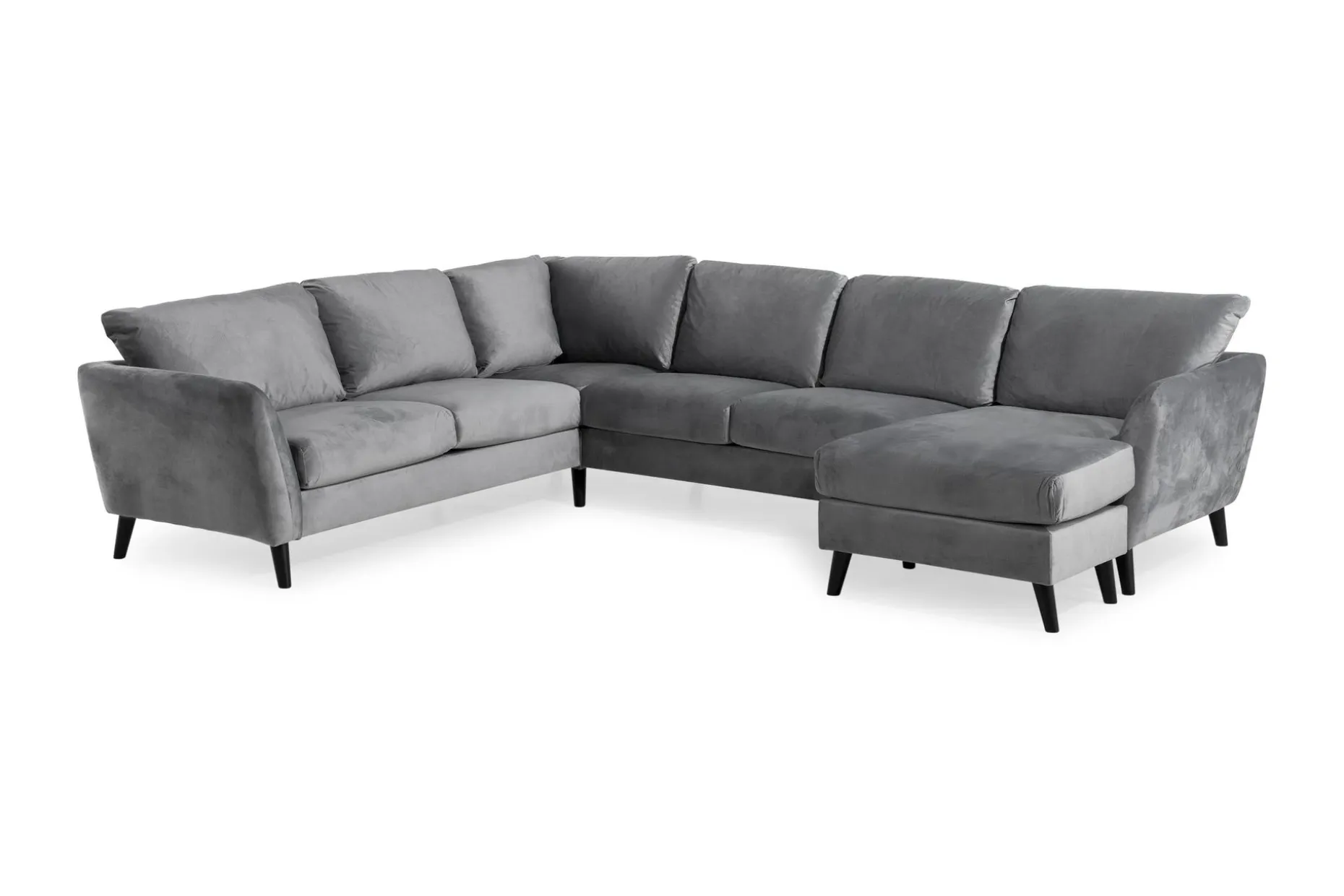 Trend 5-seters Høyrevendt L-formet Hjørnesofa med Divan i Fløyel