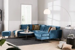 Trend 4-seters Høyrevendt L-formet Sjeselongsofa i Fløyel