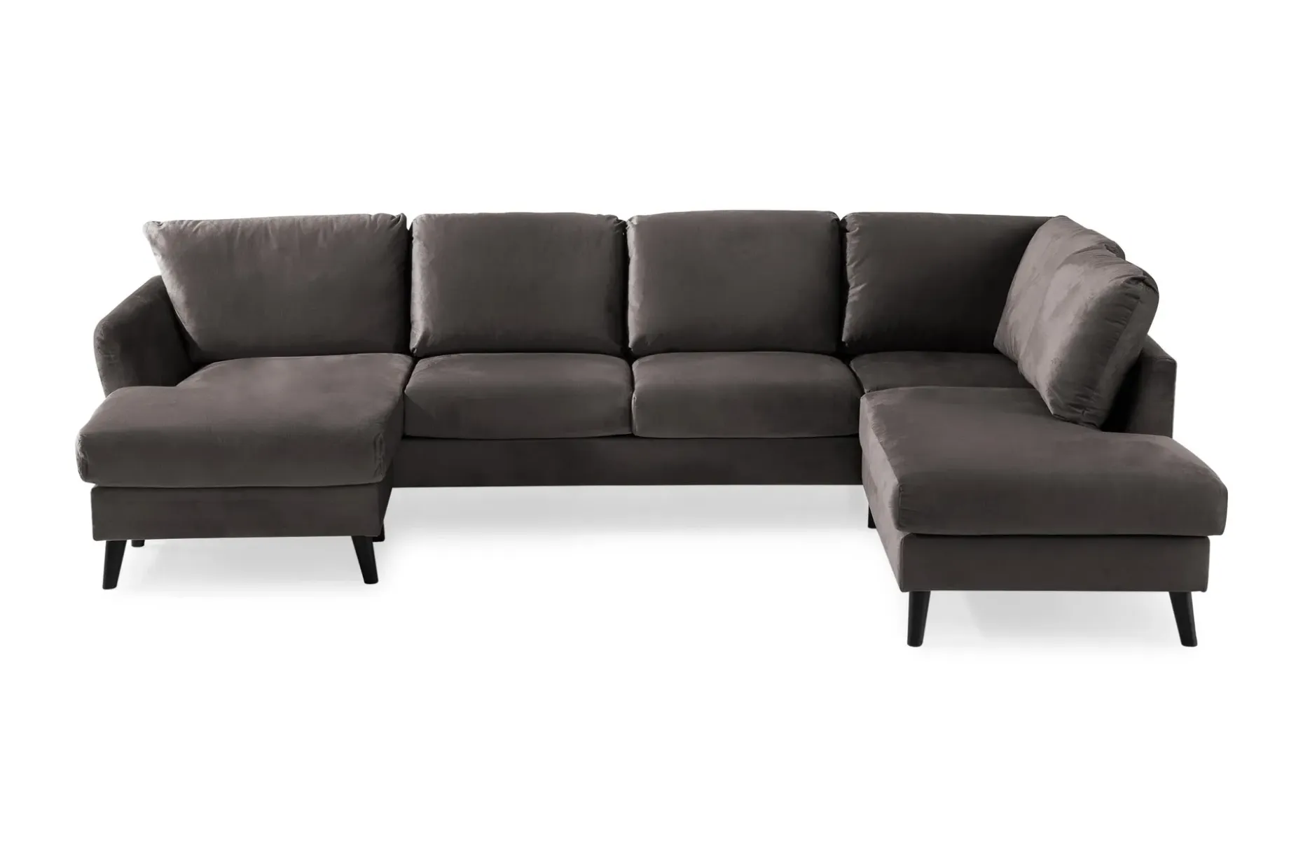 Trend 4-seters Høyrevendt U-formet Sofa med Divan og Sjeselong i Fløyel