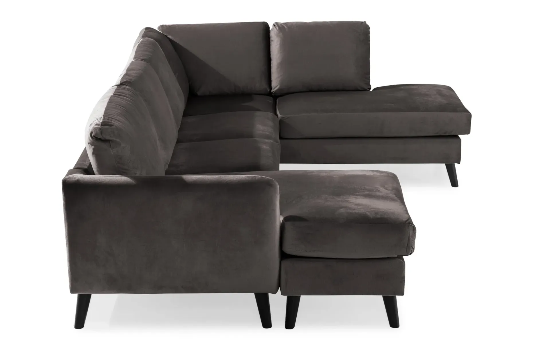 Trend 4-seters Høyrevendt U-formet Sofa med Divan og Sjeselong i Fløyel