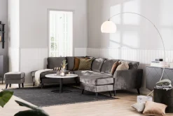 Trend 4-seters Høyrevendt U-formet Sofa med Divan og Sjeselong i Fløyel