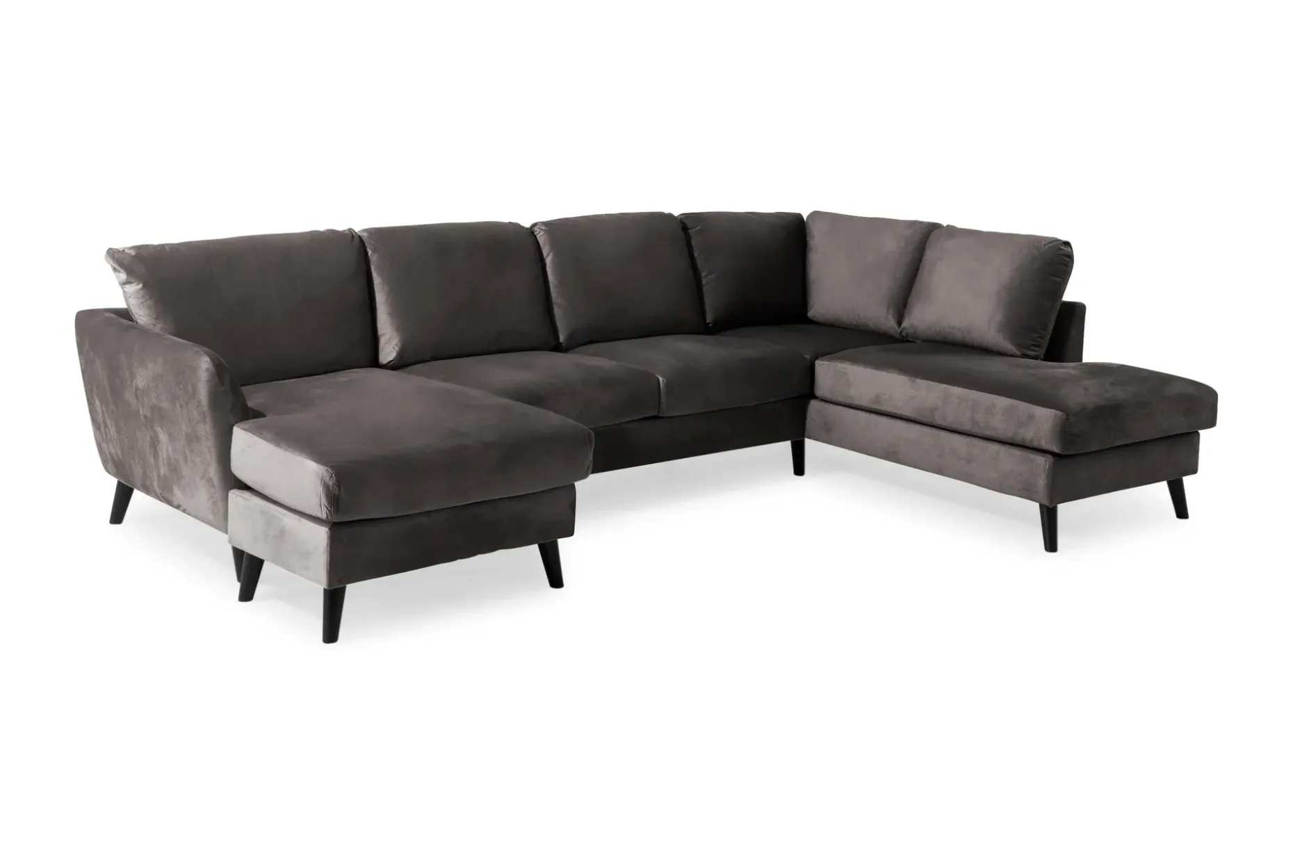 Trend 4-seters Høyrevendt U-formet Sofa med Divan og Sjeselong i Fløyel