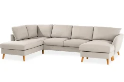 Trend 4-seters Venstrevendt U-formet Sofa med Divan og Sjeselong i Stoff