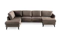 Trend 4-seters Venstrevendt U-formet Sofa med Divan og Sjeselong i Fløyel