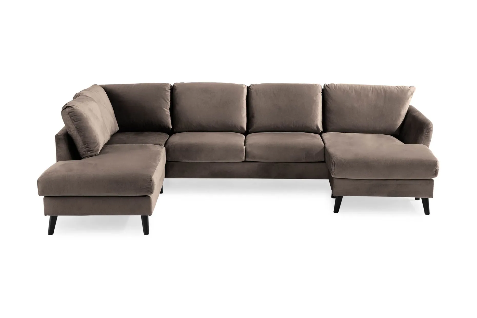 Trend 4-seters Venstrevendt U-formet Sofa med Divan og Sjeselong i Fløyel