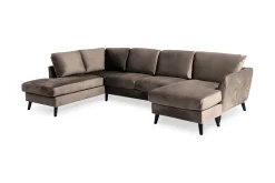 Trend 4-seters Venstrevendt U-formet Sofa med Divan og Sjeselong i Fløyel