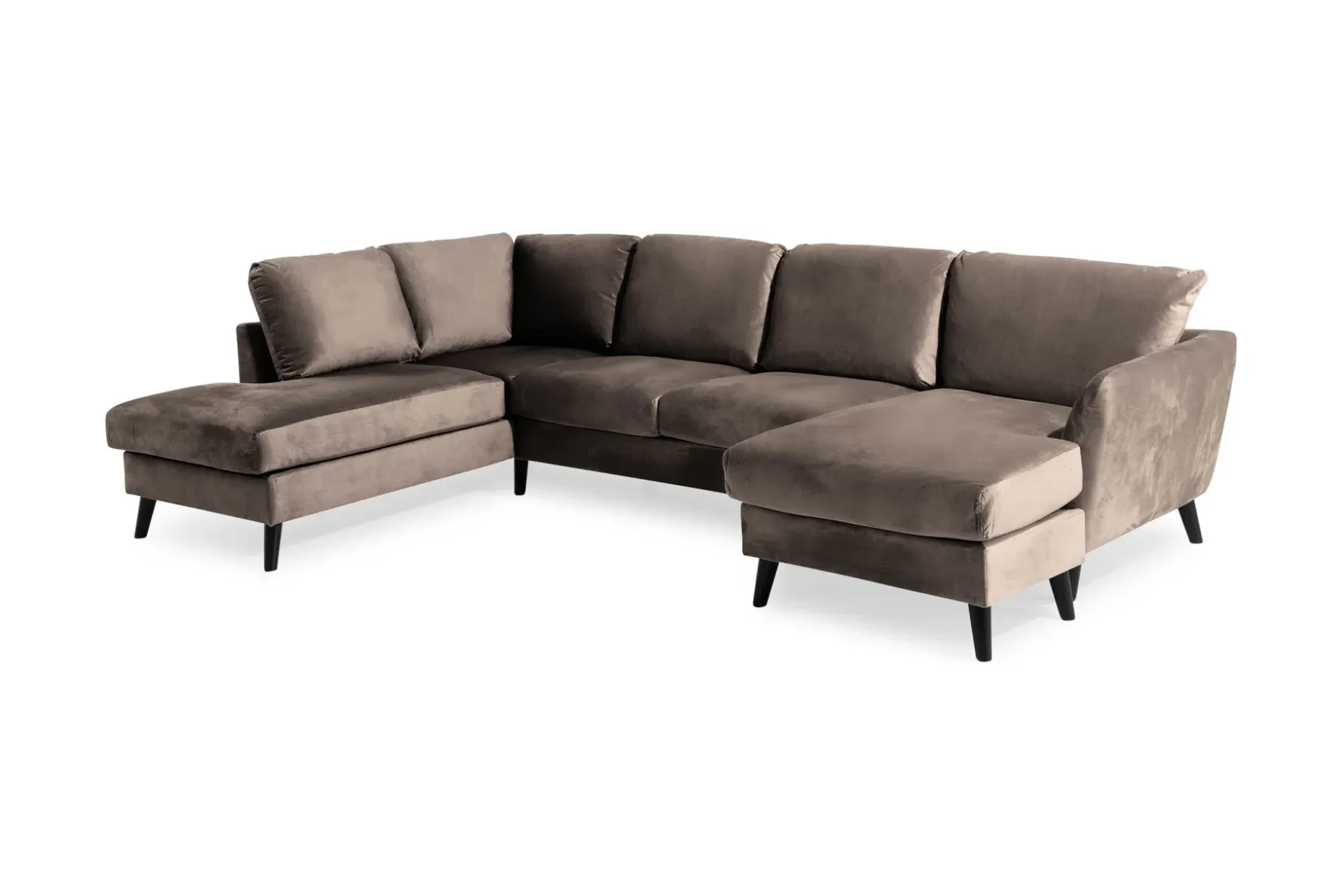 Trend 4-seters Venstrevendt U-formet Sofa med Divan og Sjeselong i Fløyel
