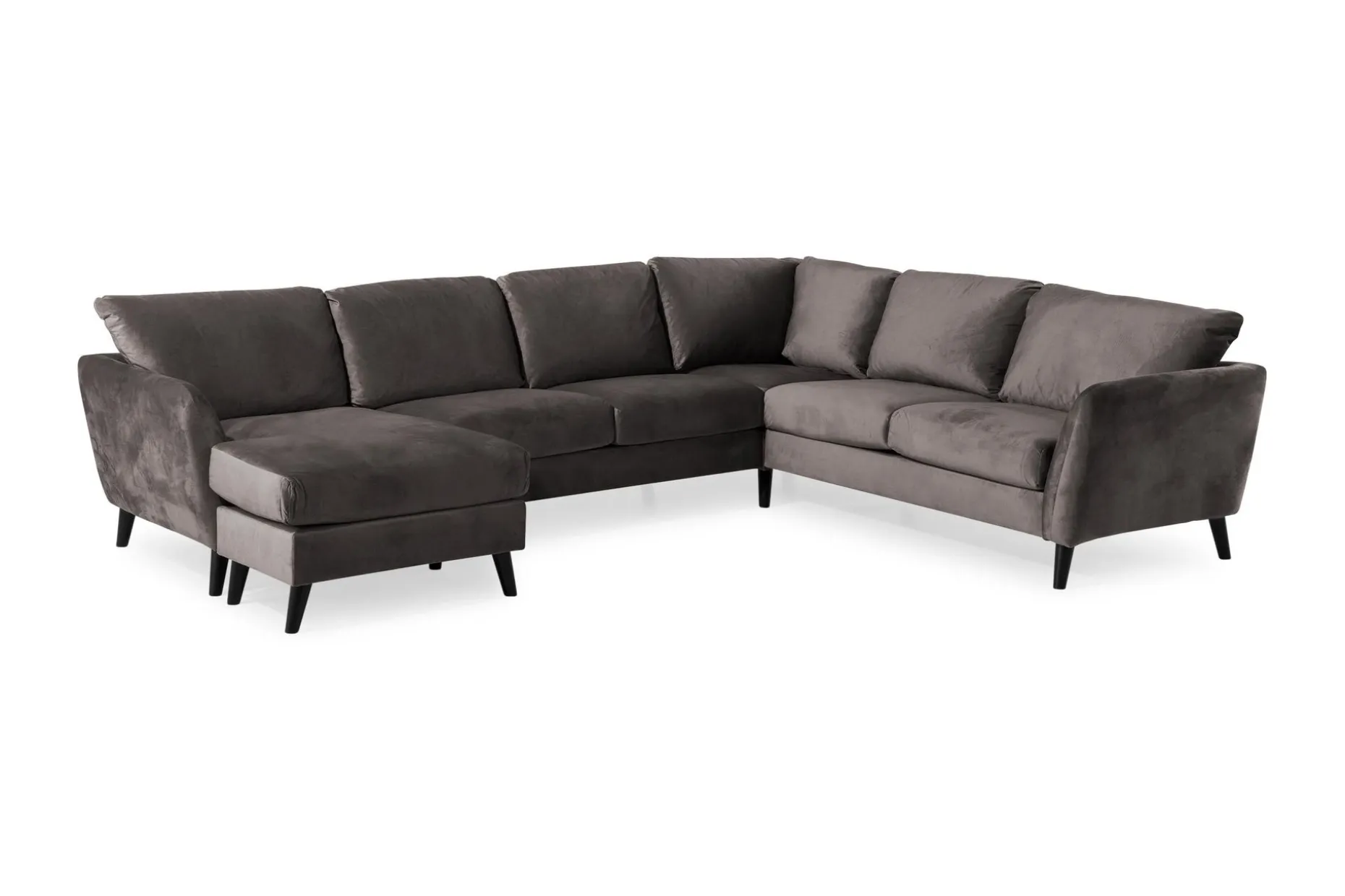 Trend 5-seters Venstrevendt U-formet Hjørnesofa med Divan i Fløyel