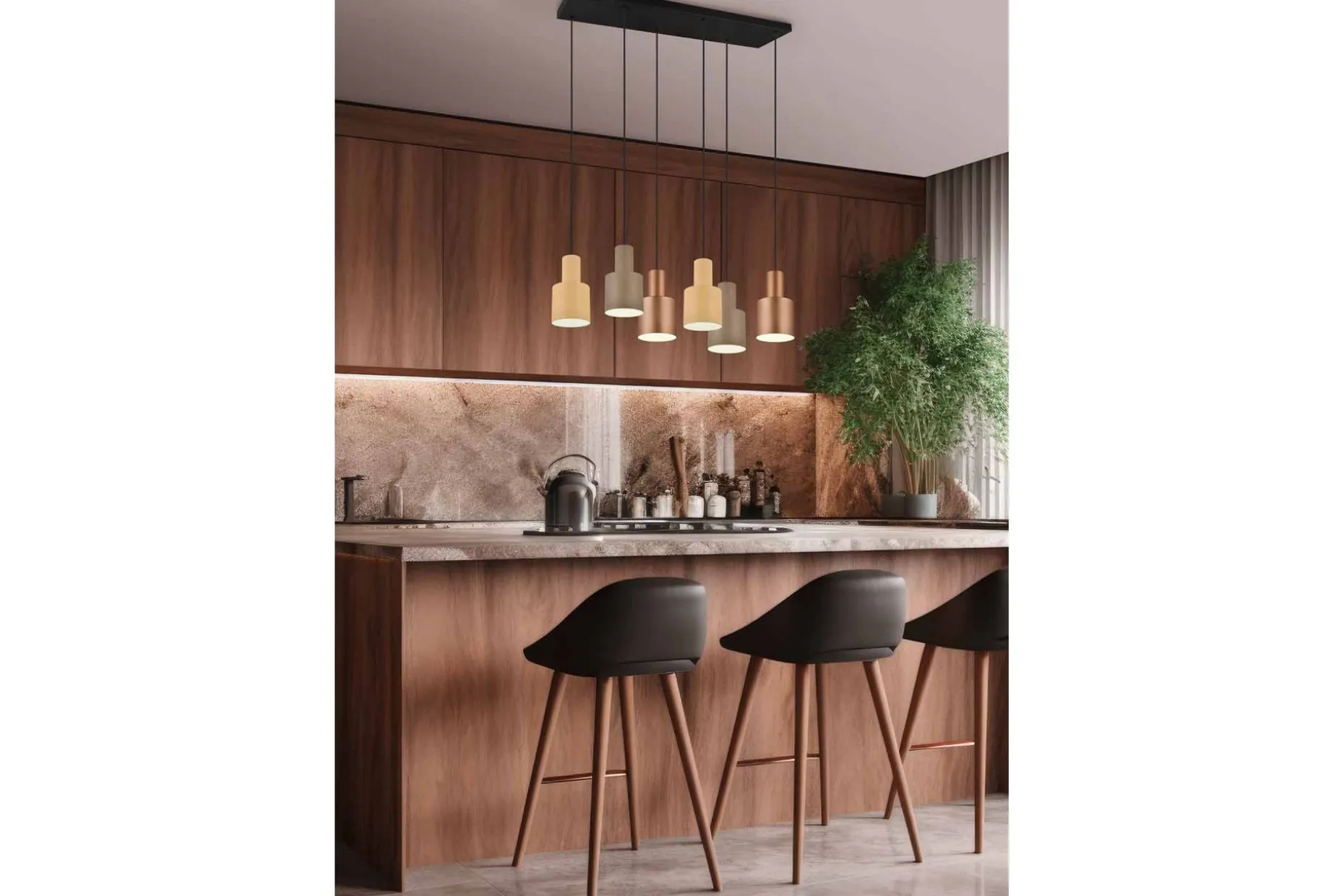 Trio Lighting Agudo taklampe 6L E27 flerfarget