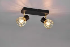 Trio Lighting Ardon Spotlight 2L E14 matt svart/ polert messing