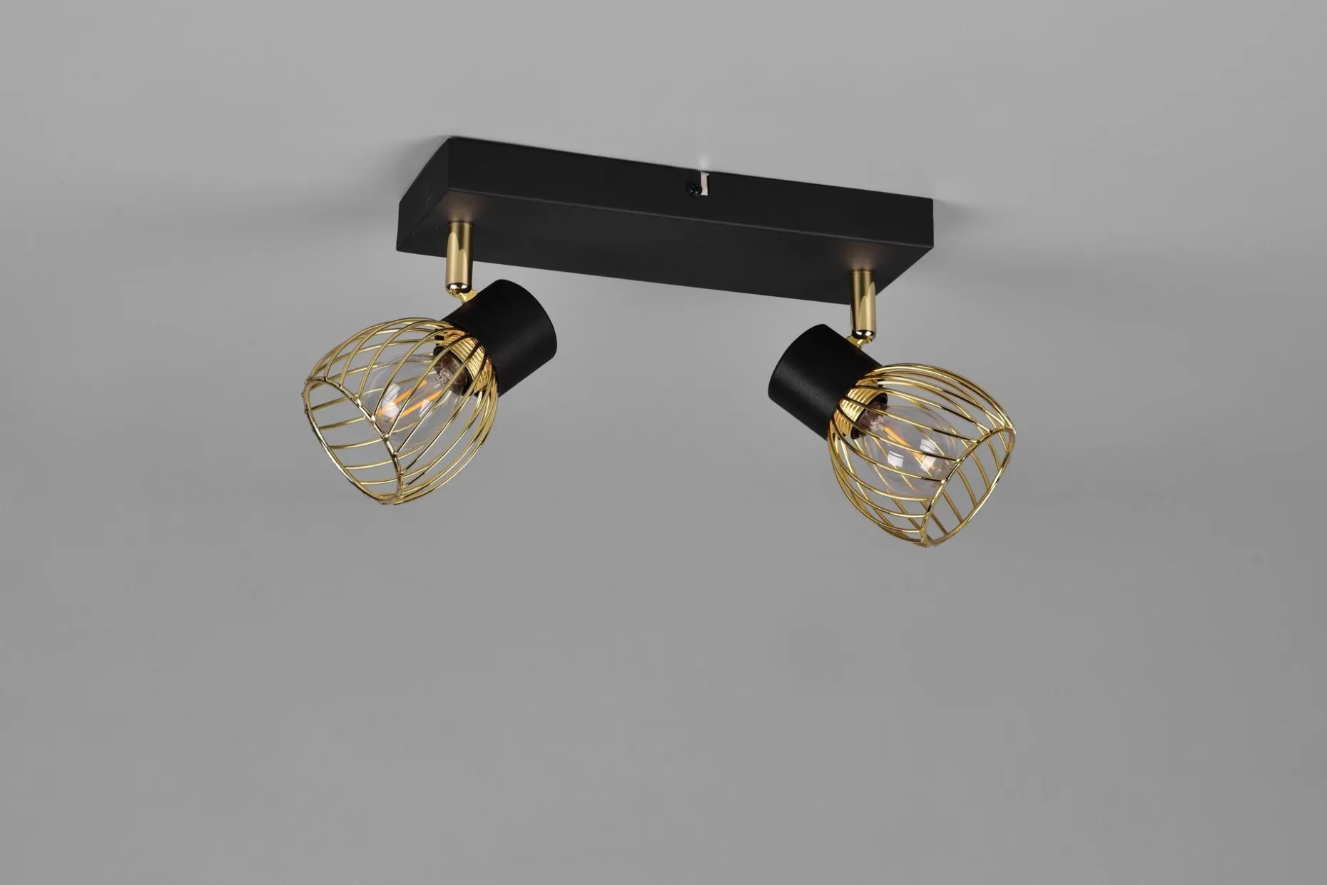 Trio Lighting Ardon Spotlight 2L E14 matt svart/ polert messing